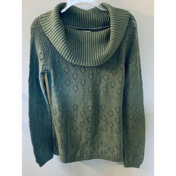 Croft & Barrow Open Knit Turtleneck Sweater Green Size Small - Picture 1 of 6